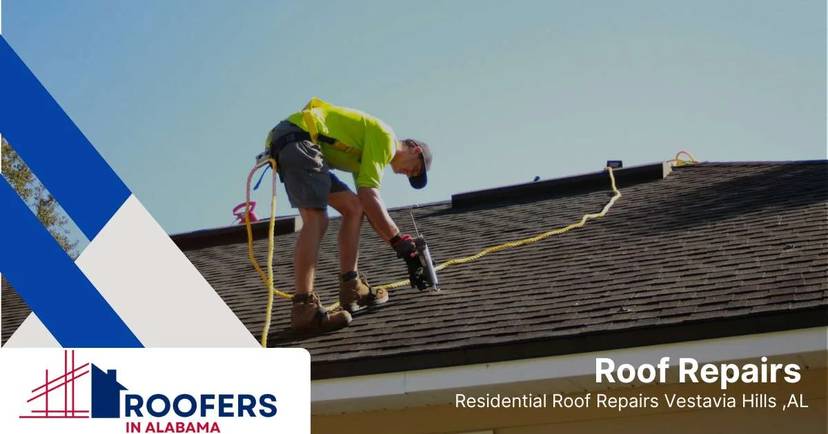 Residential roof repair service in Vestavia Hills for leaking roof.